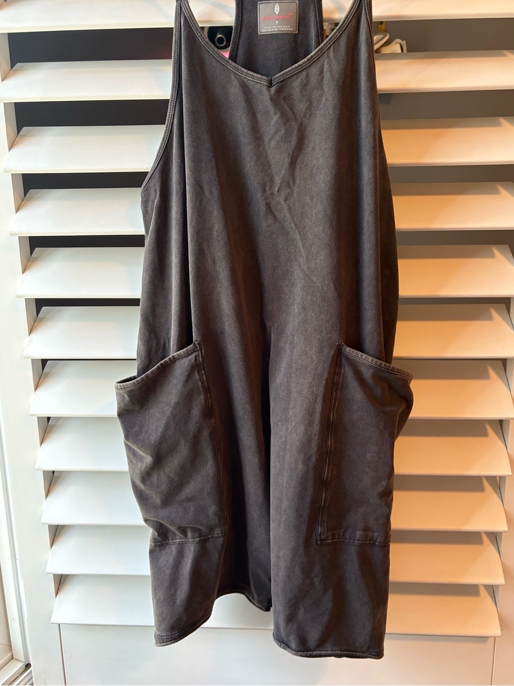 Free People Hot Shot Romper with Front Pockets - Washed Black Size Small